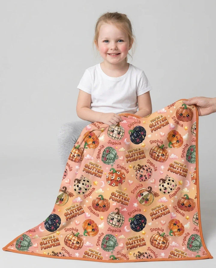 Custom Name You're A Glitter Pumpkin Bamboo Blanket