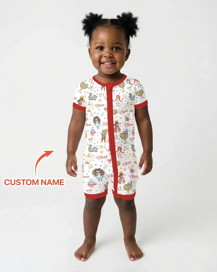 Whimsical Wonderland Tea Party Custom Name Bamboo Shorty Zippy