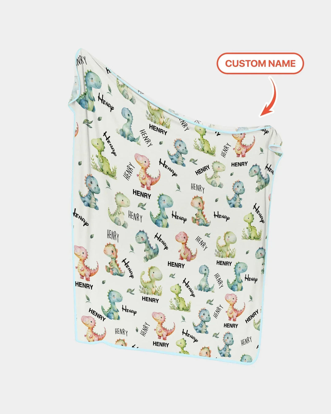 Dinosaur Custom Name Bamboo Blanket