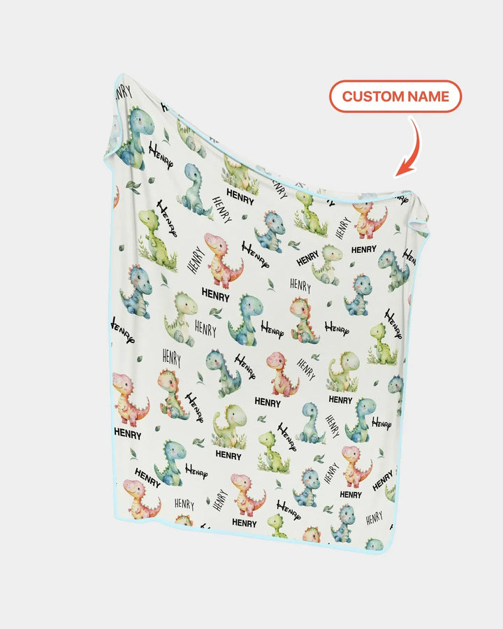 Dinosaur Custom Name Bamboo Blanket