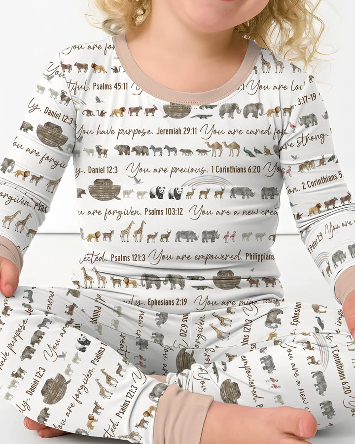 Biblical Noah's Ark Bamboo Two Piece Long Sleeve Pajama Set