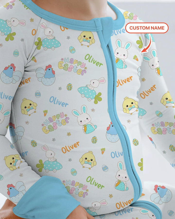Custom name Happy Easter Bamboo Shorty Zippy