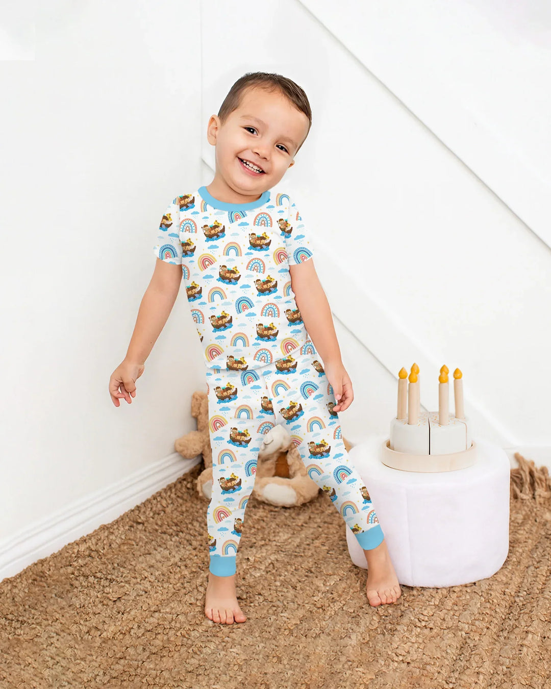Noah’s Ark & God’s Rainbow Promise Two Piece Short Sleeve Pajama Set