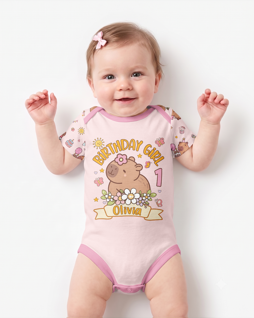 Personalized Capy Birthday Girl Bamboo Bodysuit