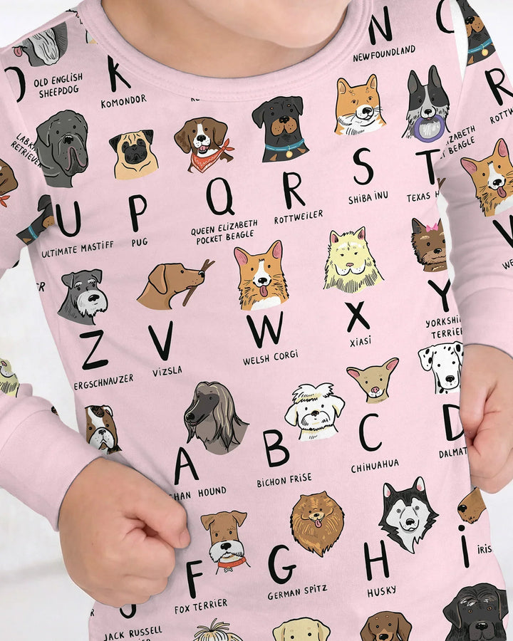 Funny Dogs Alphabet Bamboo Two Piece Long Sleeve Pajama Set