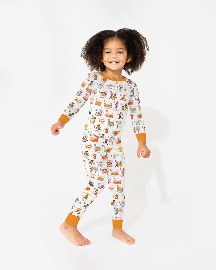 Basketball Alphabet Bamboo Two Piece Long Sleeve Pajama Set