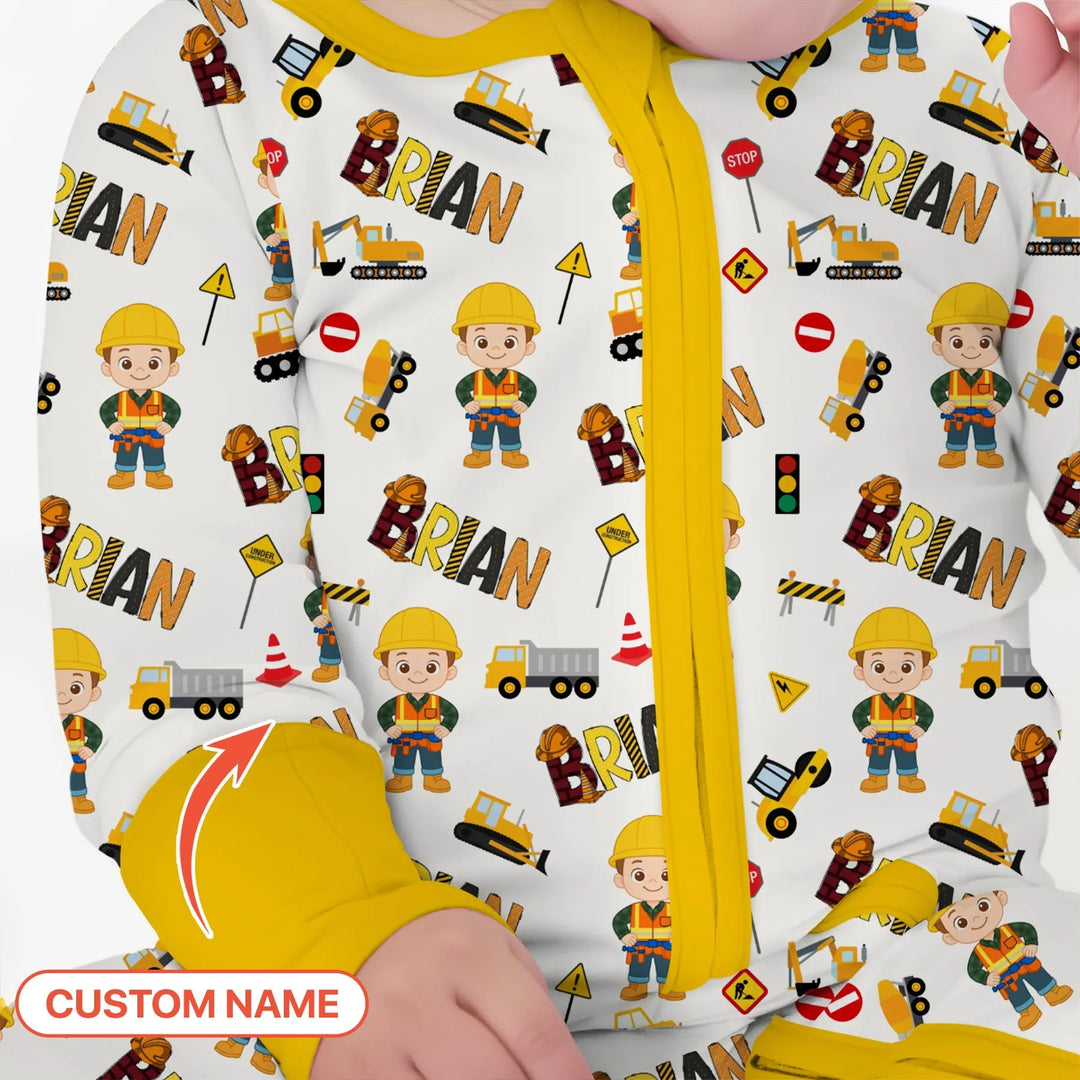 Custom Name Doodle Little Builder Bamboo Convertible Zippy