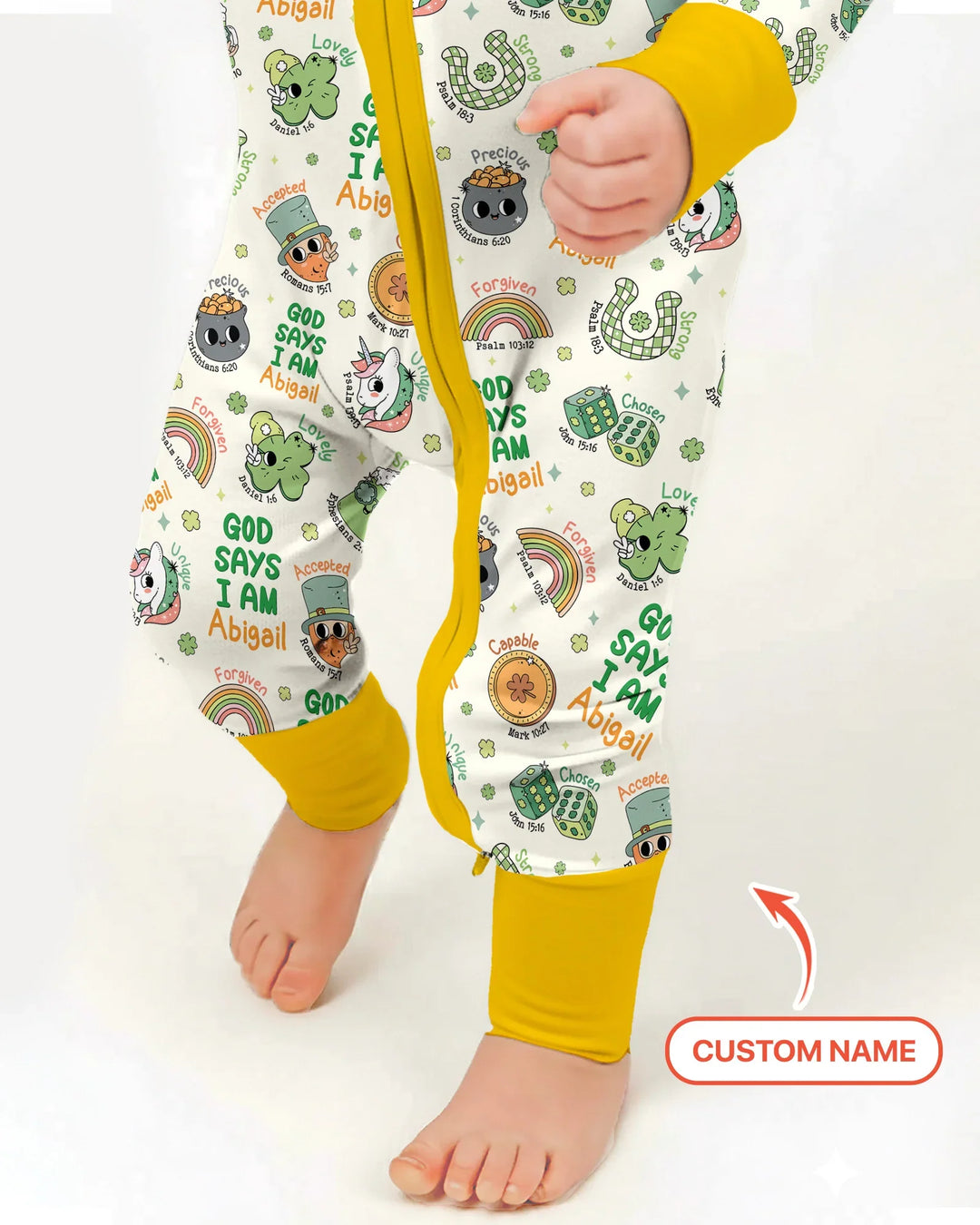 Personalized God Says I Am St. Patrick's Day Family Matching Bamboo Convertible Zippy