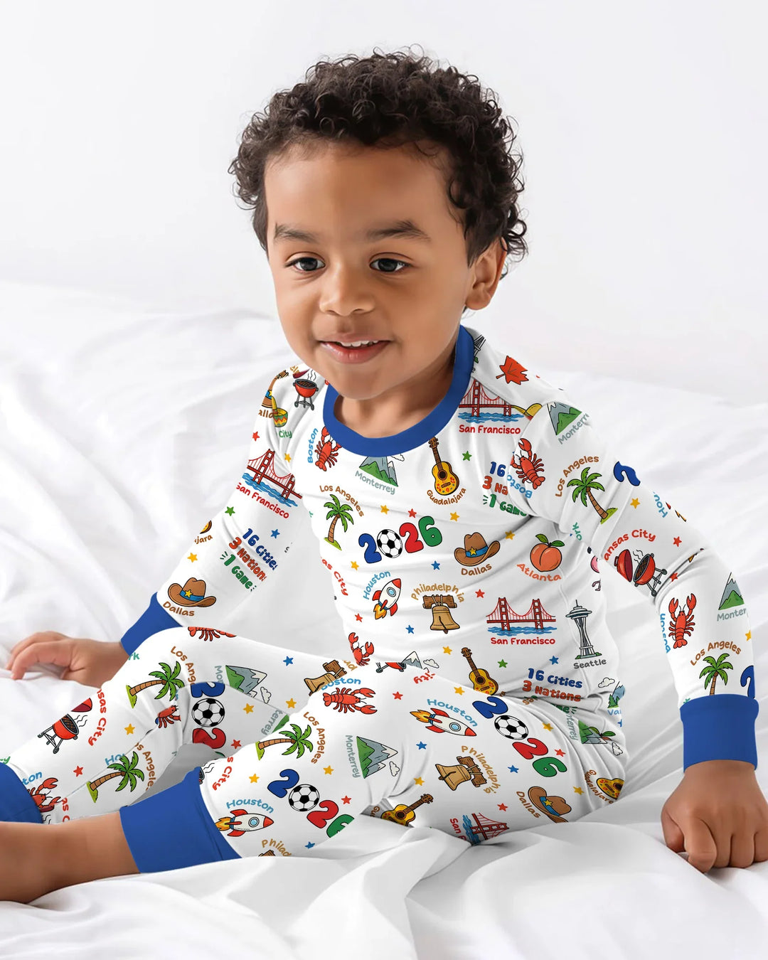 Soccer Cup Host Cities 2026 Bamboo Two Piece Long Sleeve Pajama Set