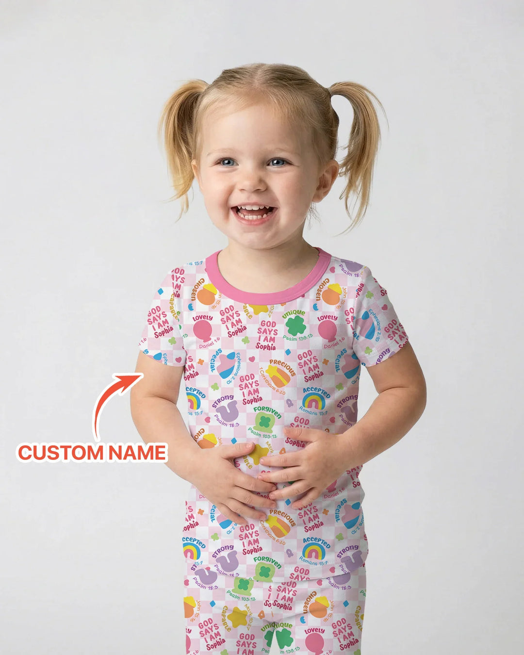 God Says I Am St. Patrick’s Day Custom Name Family Matching Bamboo Two Piece Short Sleeve Pajama Set