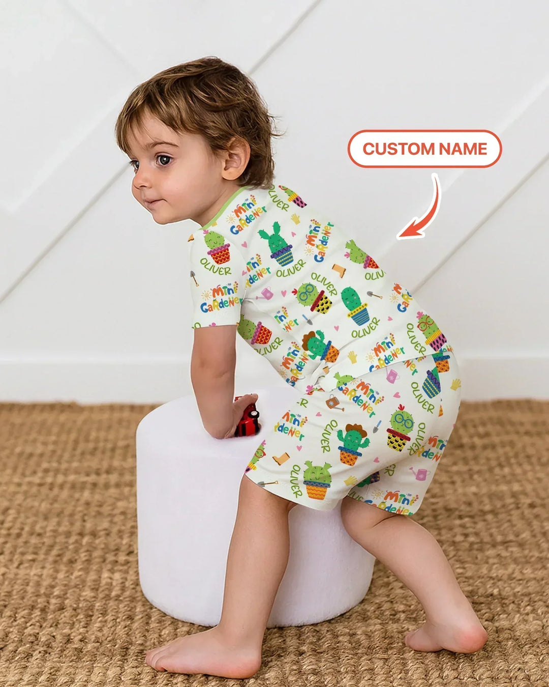 Custom Name Mini Gardener Bamboo Two Piece Short Sleeve Shorts Pajama Set