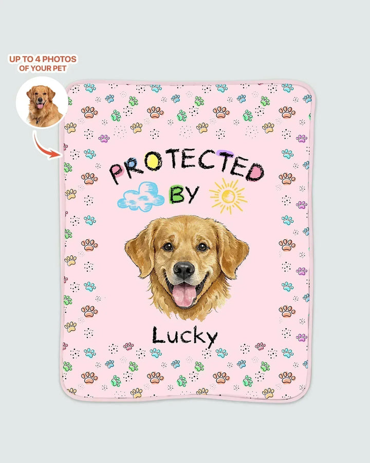 Custom Photo Crayon "Protected By" Bamboo Blanket
