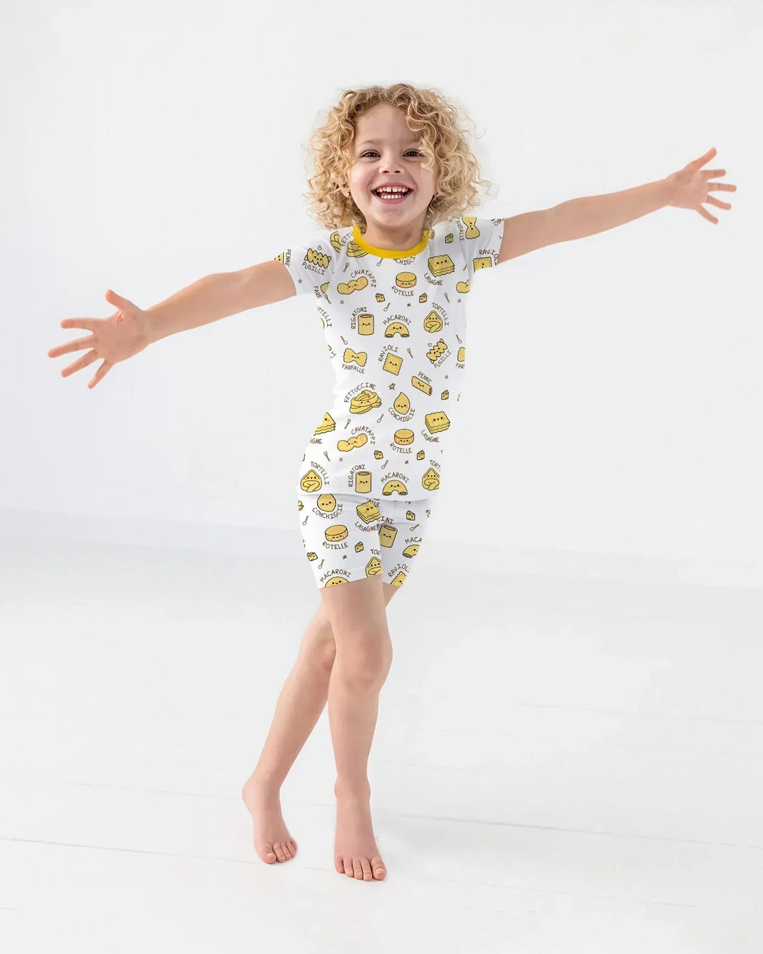 Kawaii Pasta Bamboo Two Piece Short Sleeve Shorts Pajama Set
