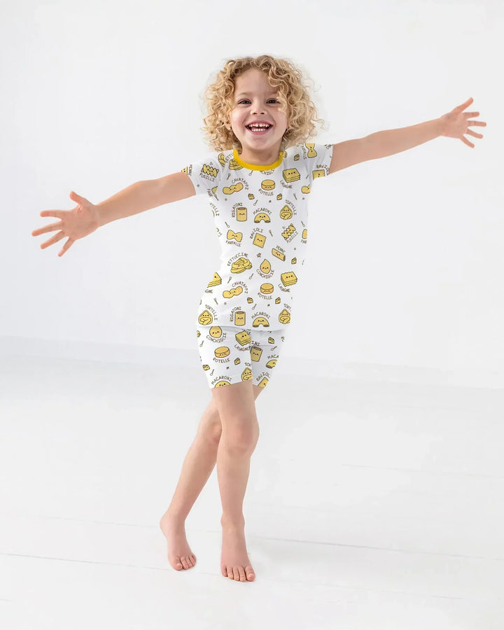 Kawaii Pasta Bamboo Two Piece Short Sleeve Shorts Pajama Set