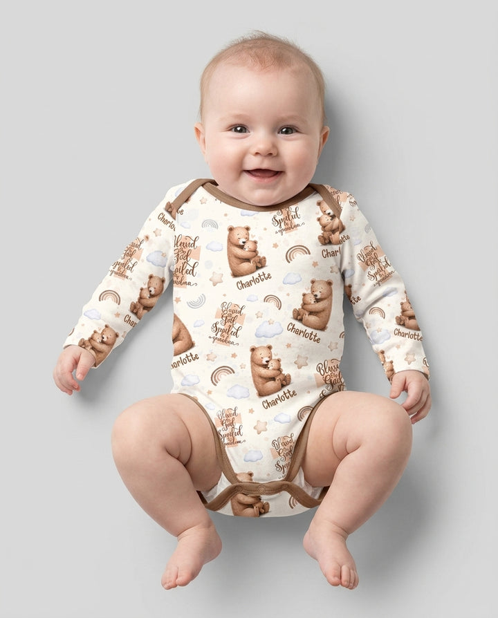 Custom Name Blessed By God Spoiled By Grandma Bamboo Bodysuit