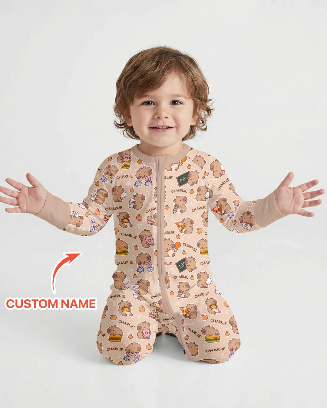 Custom Name Cute Capybara Bamboo Convertible Zippy