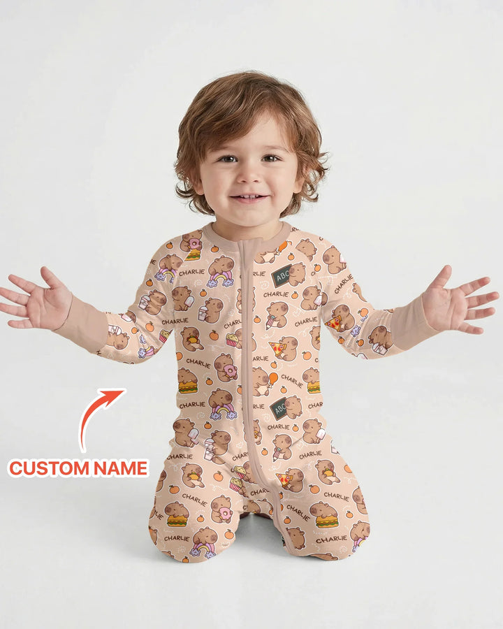 Custom Name Cute Capybara Bamboo Convertible Zippy