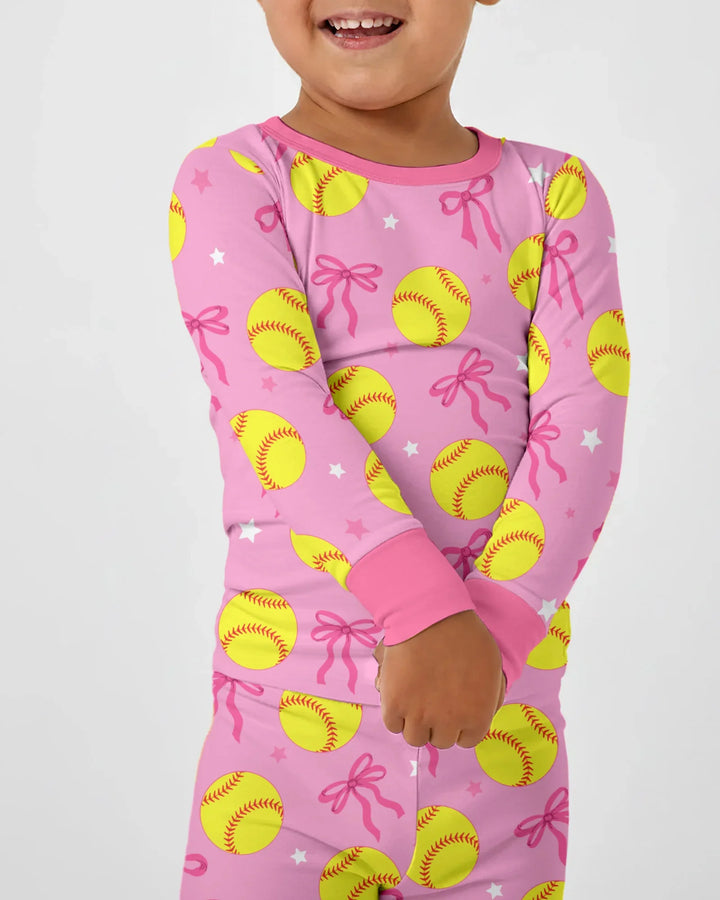 Softball Lovers Bamboo Two Piece Long Sleeve Pajama Set