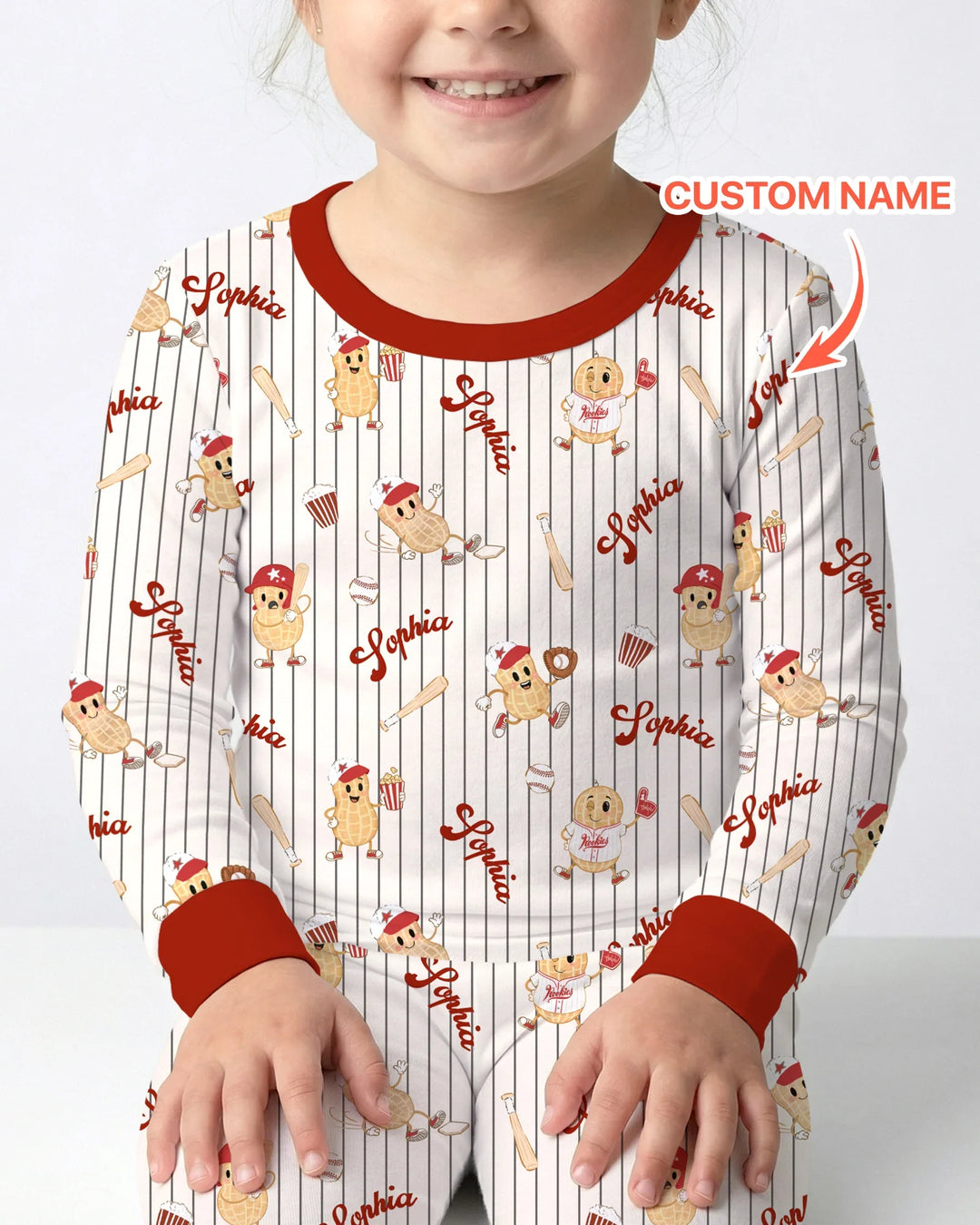 Custom Nam Retro Ballgame Bamboo Two Piece Long Sleeve Pajama Set