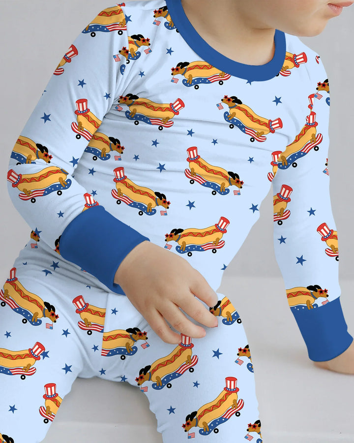American Hot Dog Bamboo Two Piece Long Sleeve Pajama Set