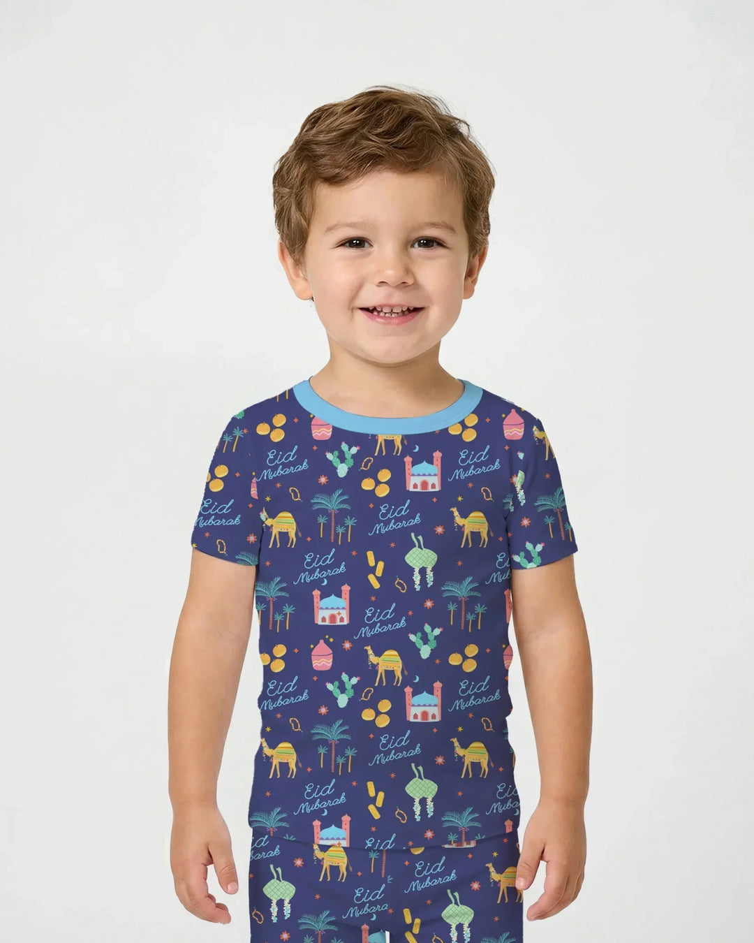 Eid Mubarak Matching Family Bamboo Two Piece Short Sleeve Pajama Set