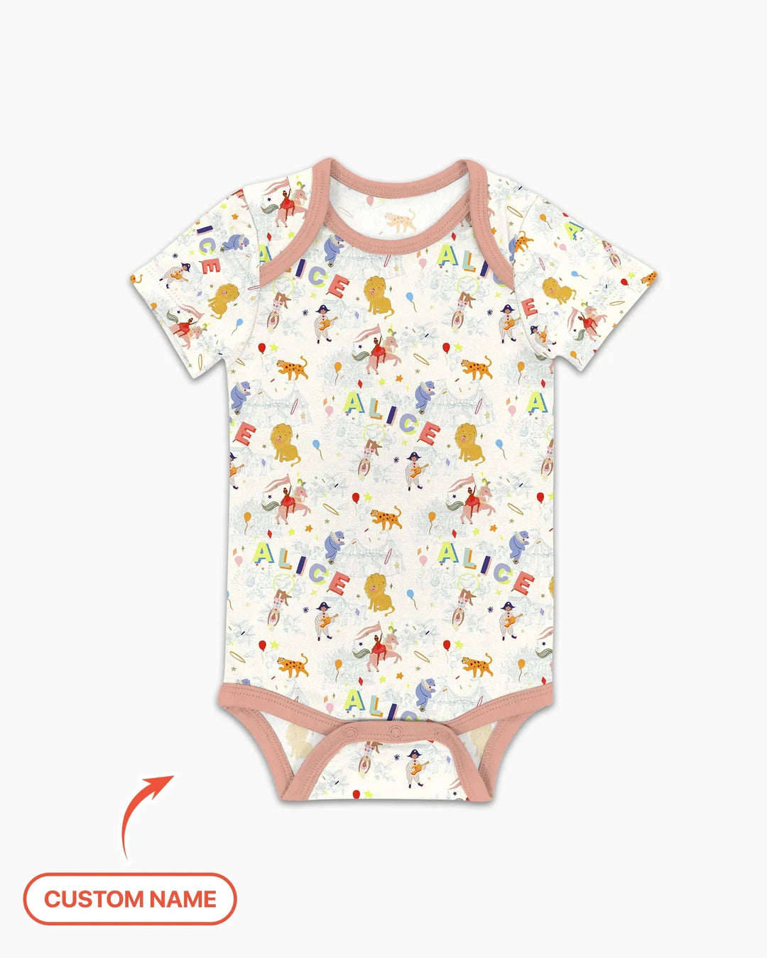 Custom Name Circus Toile Bamboo Bodysuit