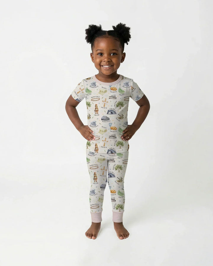 He Is Risen Family Matching Bamboo Two Piece Short Sleeve Pajama Set