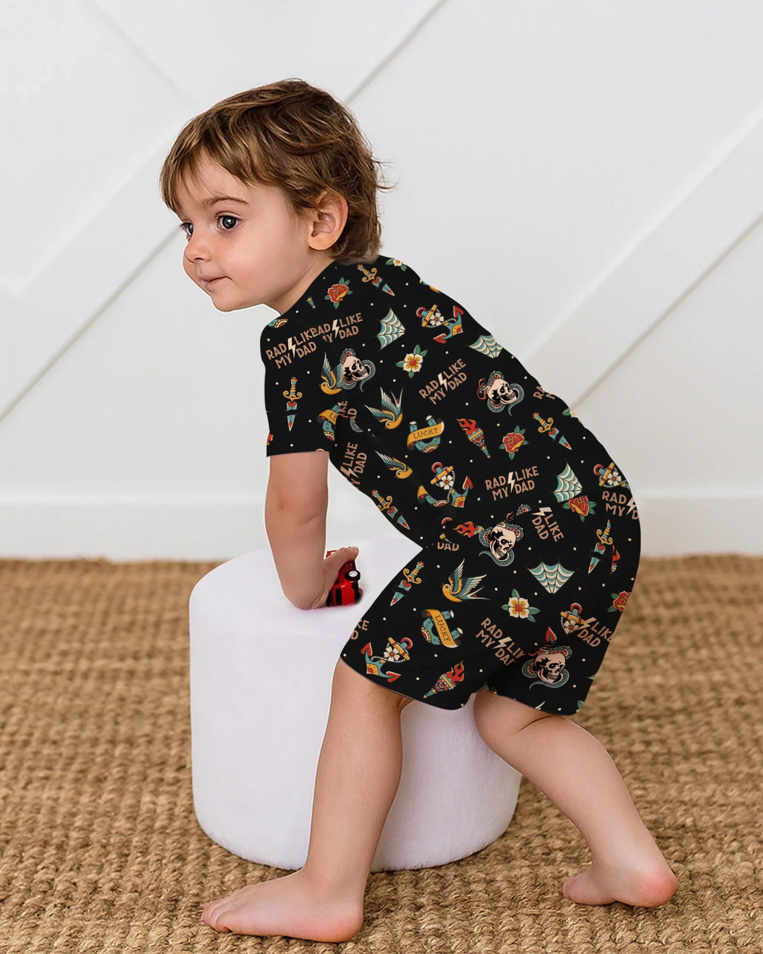 Rad Dad Society Daddy & Me Matching Bamboo Two Piece Short Sleeve Shorts Pajama Set