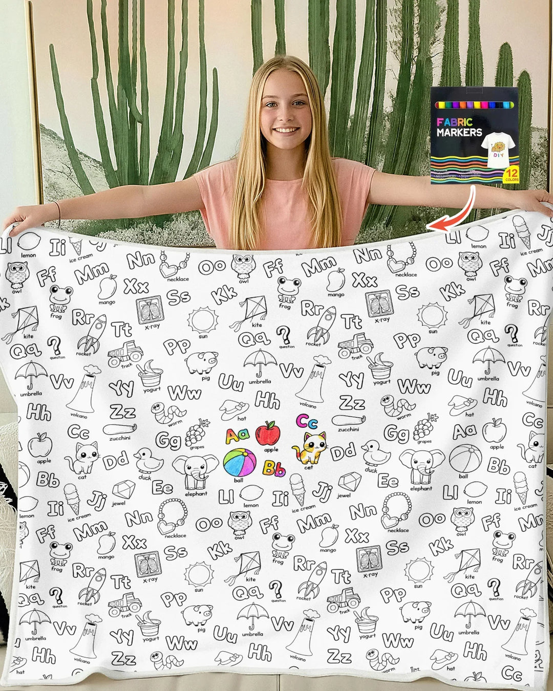 All Colorable Alphabet Bamboo Blanket