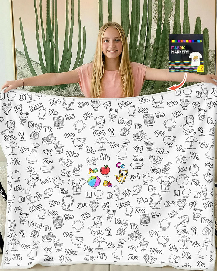 All Colorable Alphabet Bamboo Blanket
