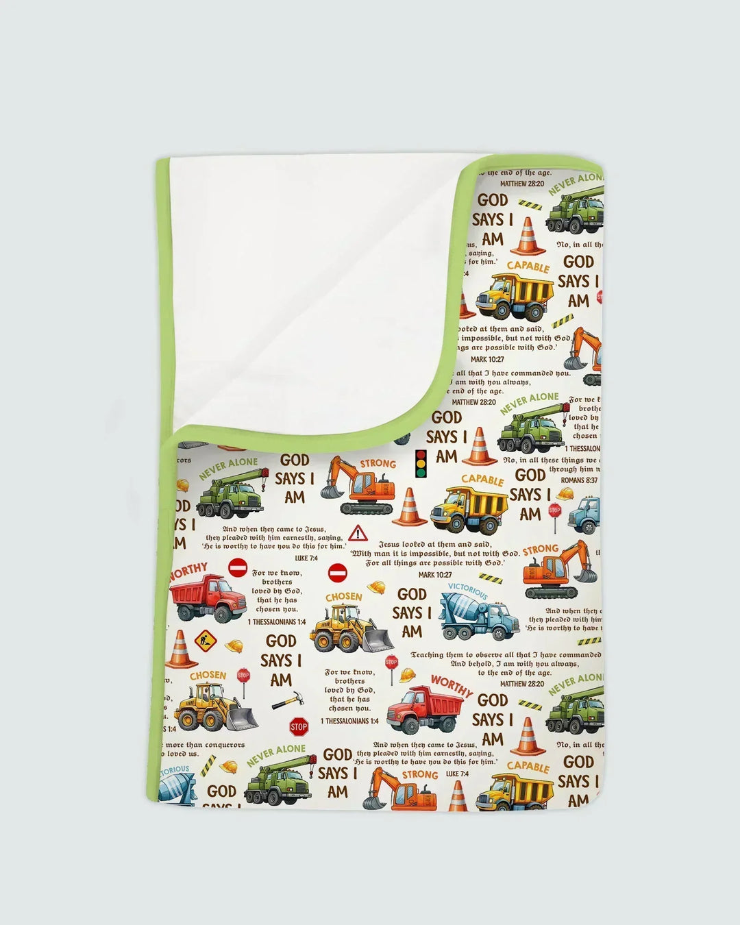 Bible Verse Construction Trucks Bamboo Blanket