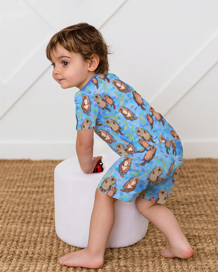 Otterly Together Bamboo Two Piece Short Sleeve Shorts Pajama Set