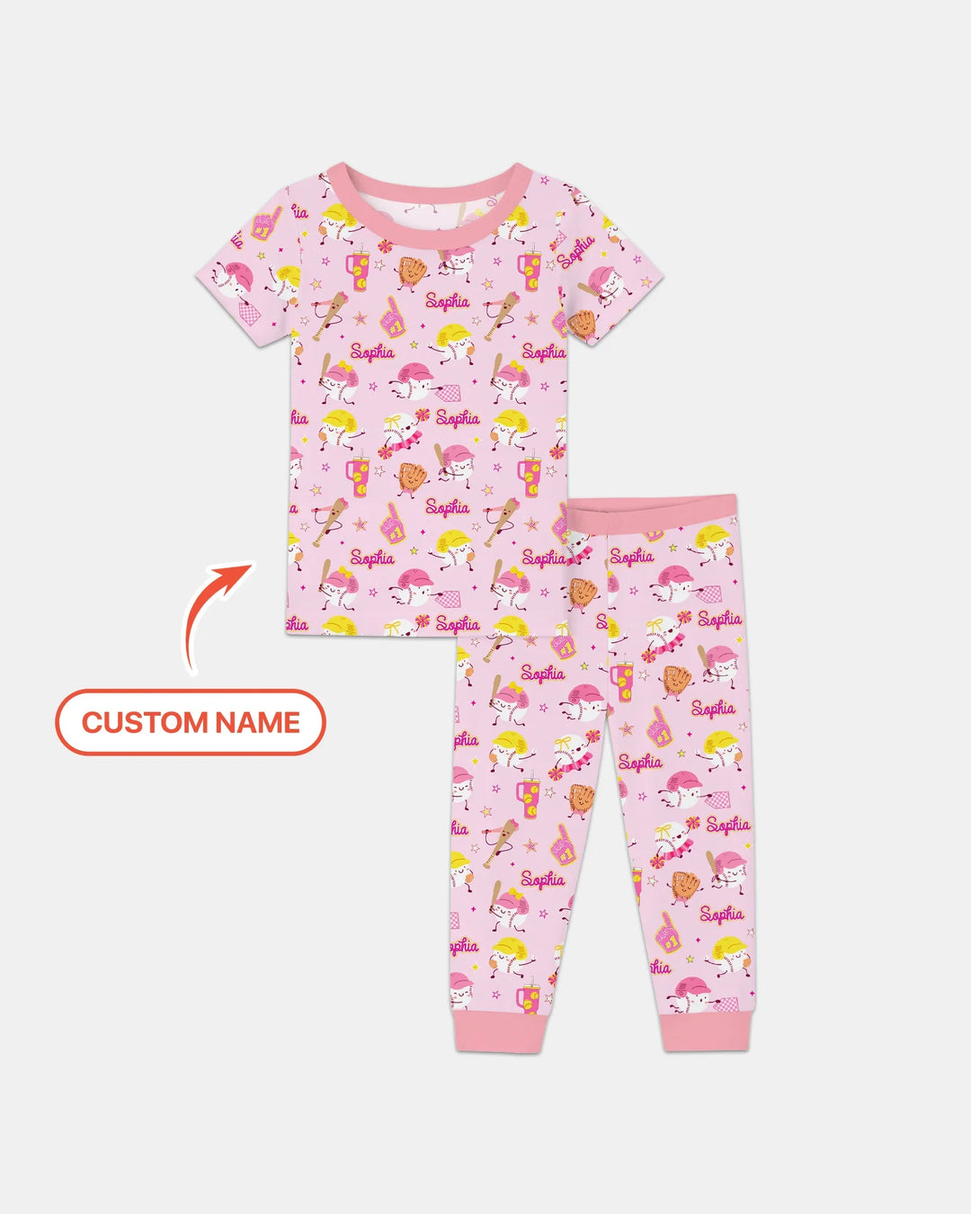 Baseball Mama and Mini Matching Bamboo Two Piece Short Sleeve Pajama Set