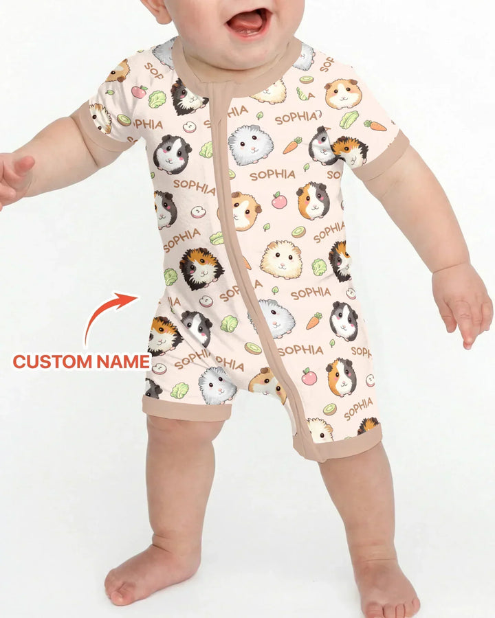 Custom Name Cute Guinea Pigs Bamboo Shorty Zippy