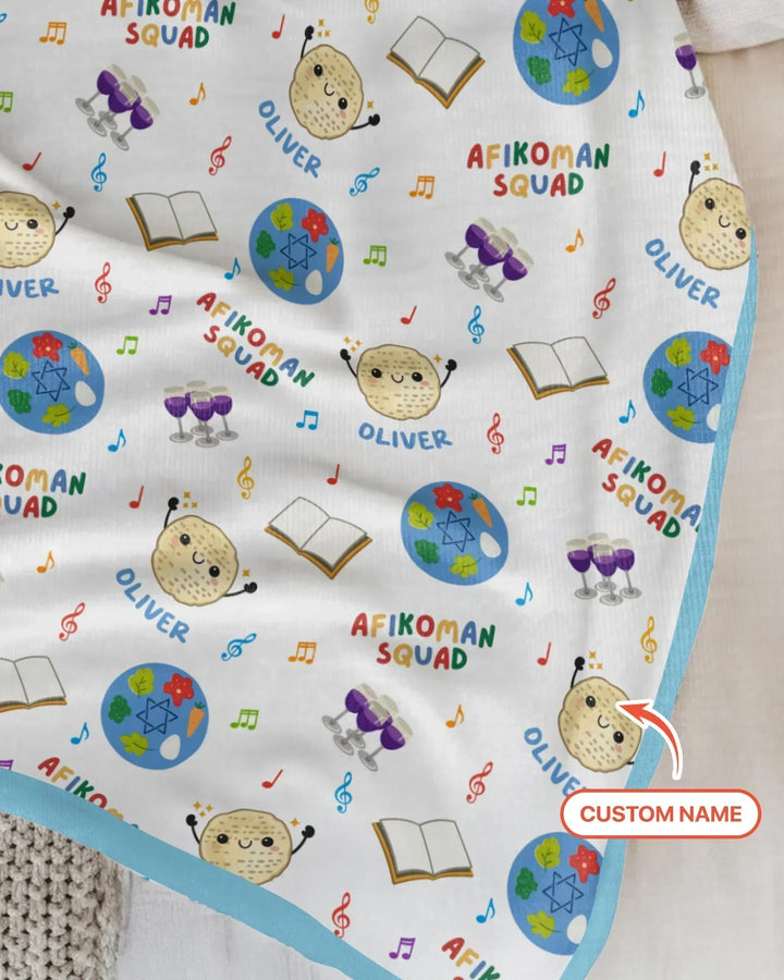 Custom Name Passover Afikoman Squad Bamboo Blanket