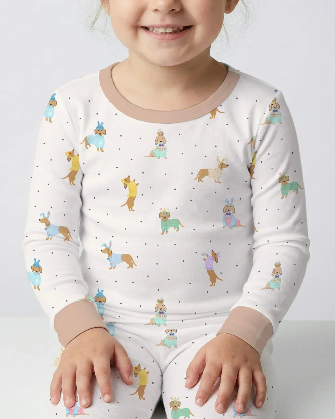 Easter Dachshund Bamboo Two Piece Long Sleeve Pajama Set