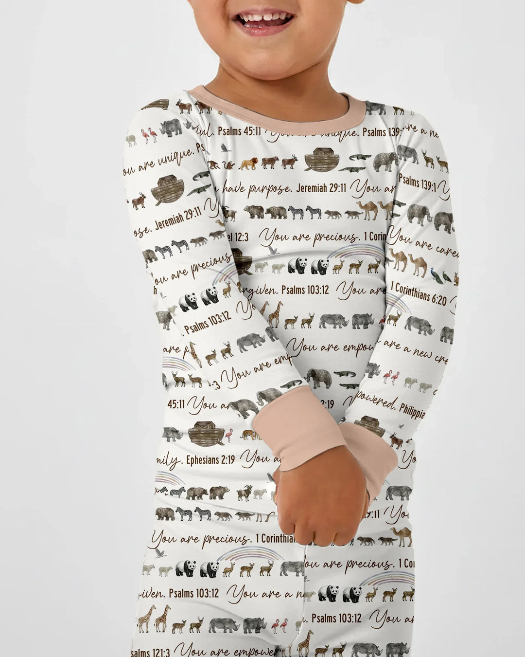Biblical Noah's Ark Bamboo Two Piece Long Sleeve Pajama Set