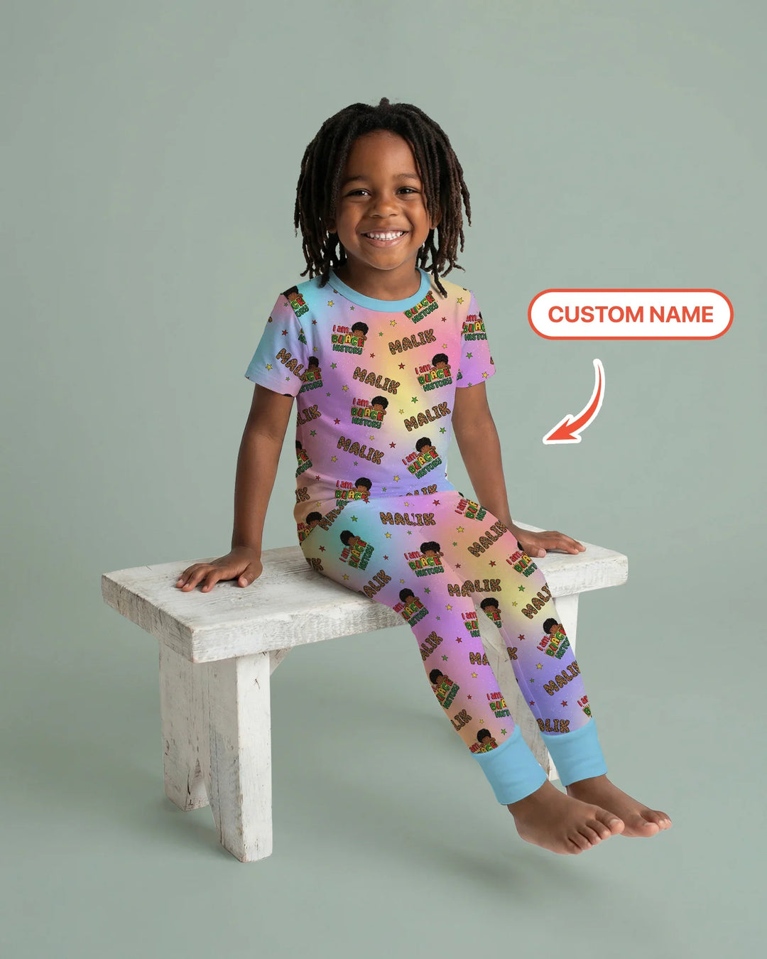 Custom Name I Am Black History Custom Bamboo Two Piece Short Sleeve Pajama Set
