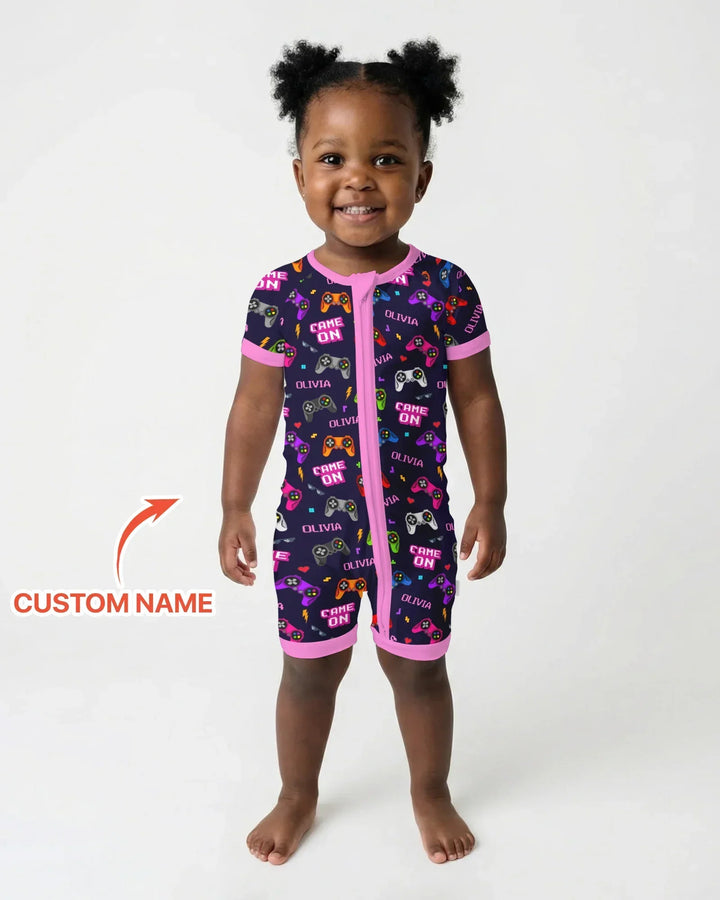 Custom Name Game On Family Matching Bamboo Shorty Zippy