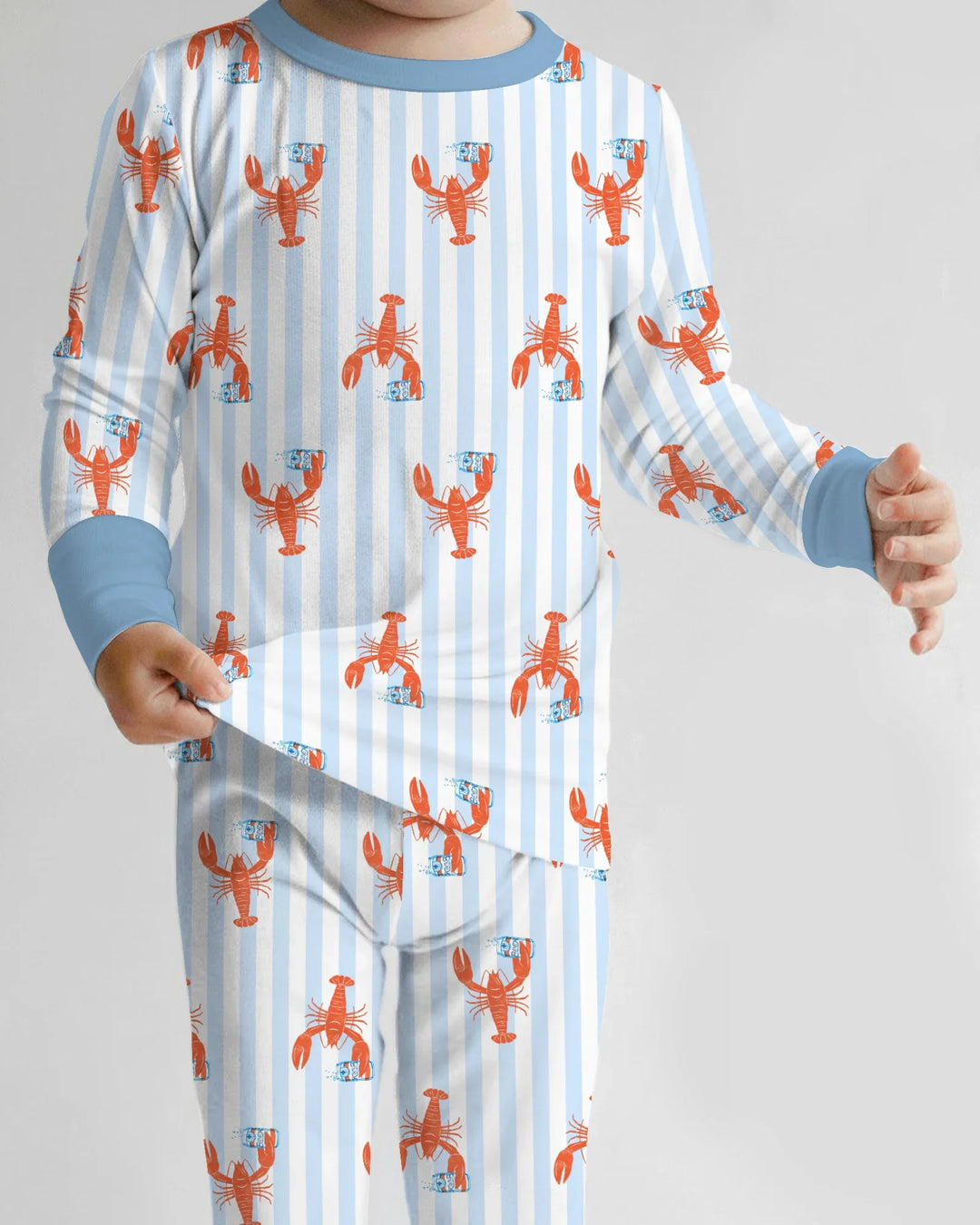Custom Name Crawfish Beer Season Bamboo Two Piece Long Sleeve Pajama Set
