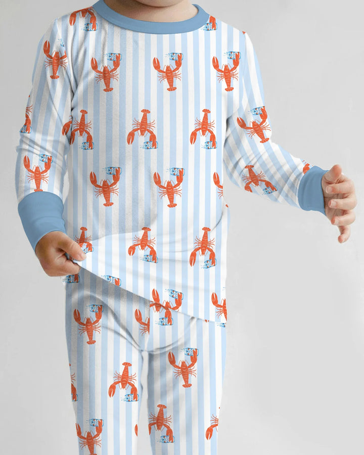 Custom Name Crawfish Beer Season Bamboo Two Piece Long Sleeve Pajama Set
