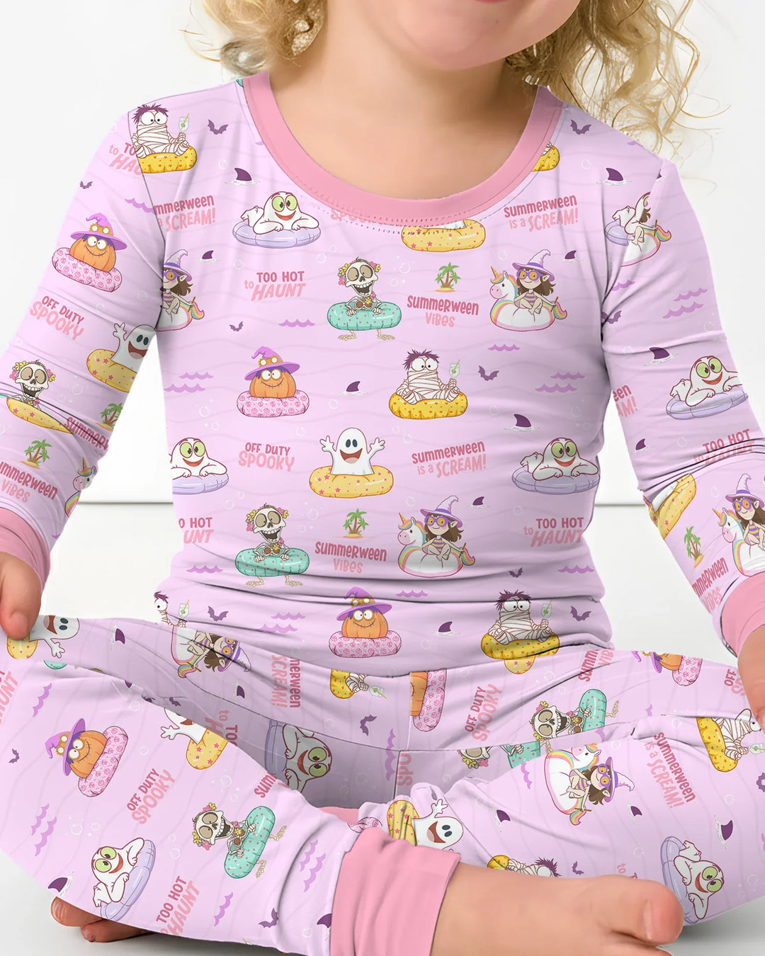 Summerween Cartoon Bamboo Two Piece Long Sleeve Pajama Set