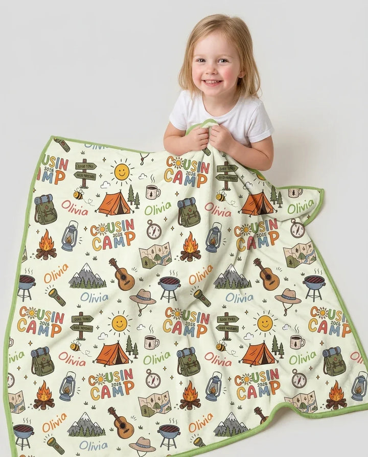 Custom Name Cousin Camp 2026 Bamboo Blanket
