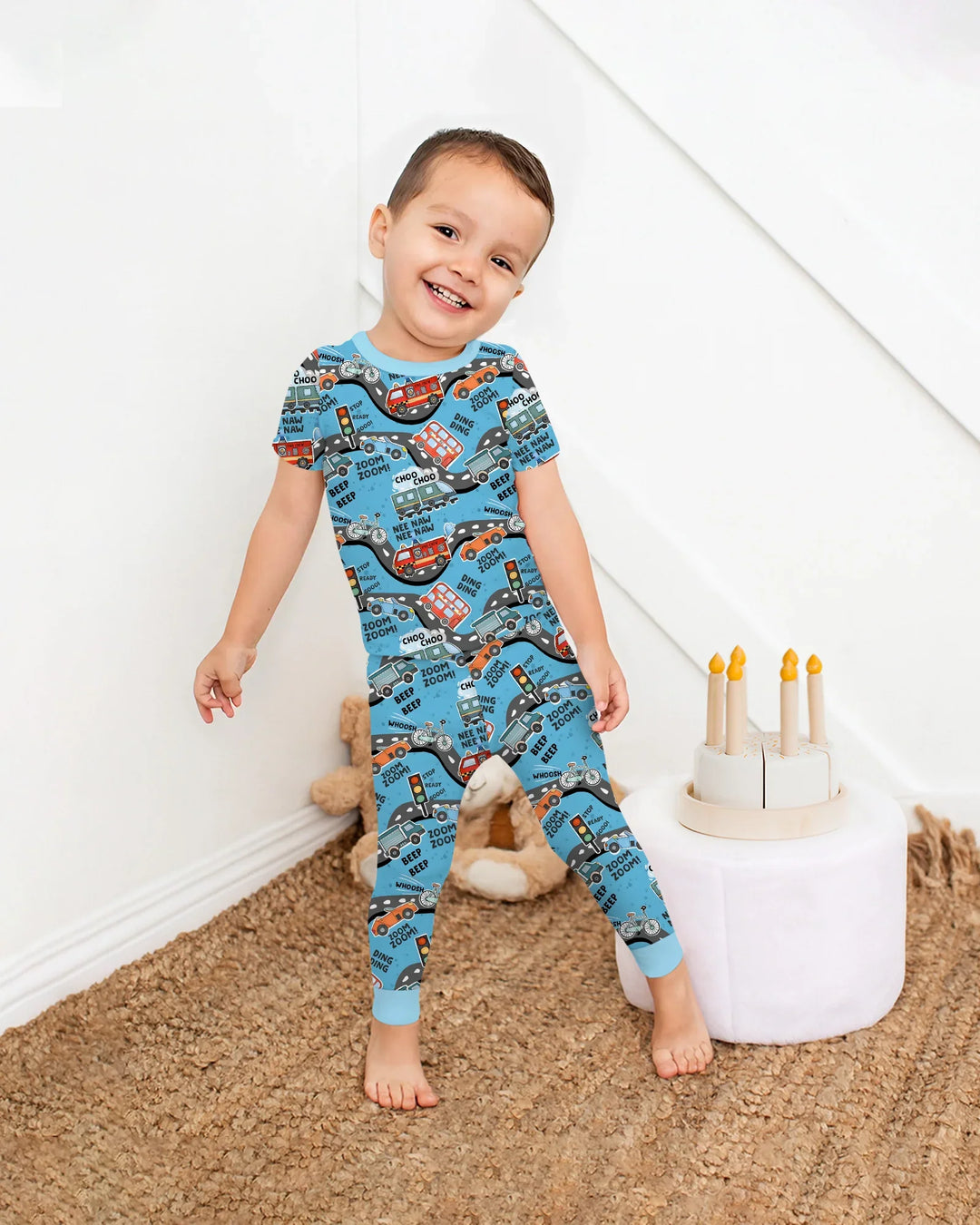Zoom Zoom Beep Beep Bamboo Two Piece Short Sleeve Pajama Set