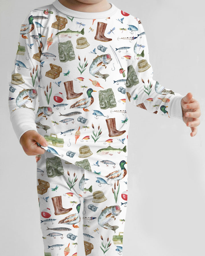 Daddy's Fishing Buddy Daddy& Me Matching Bamboo Two Piece Long Sleeve Pajama Set
