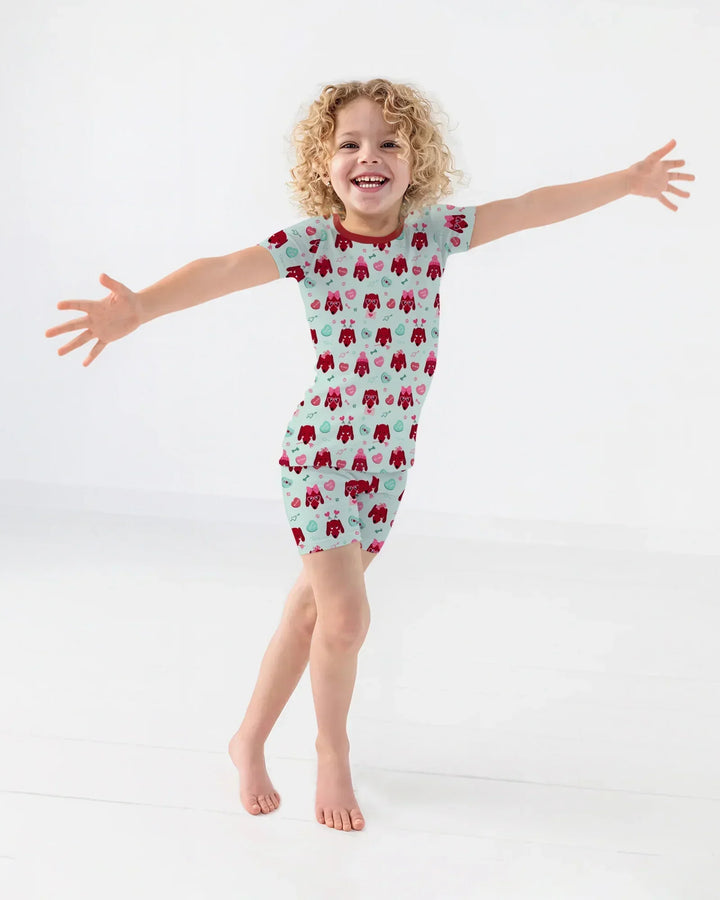 Dachshund Is My Valentine Bamboo Two Piece Short Sleeve Shorts Pajama Set