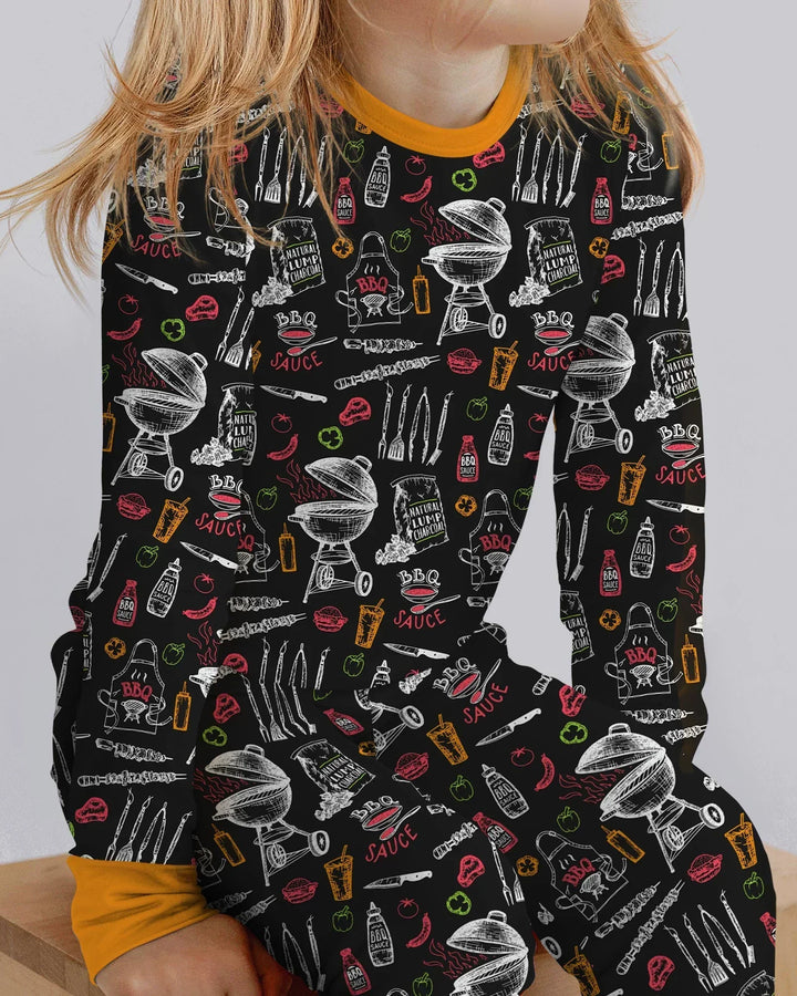 Backyard BBQ Party Family Matching Bamboo Two Piece Long Sleeve Pajama Set