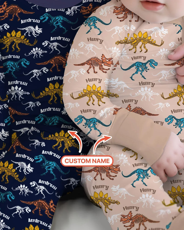 Dino Bones Parade Custom Name Bamboo Convertible Zippy