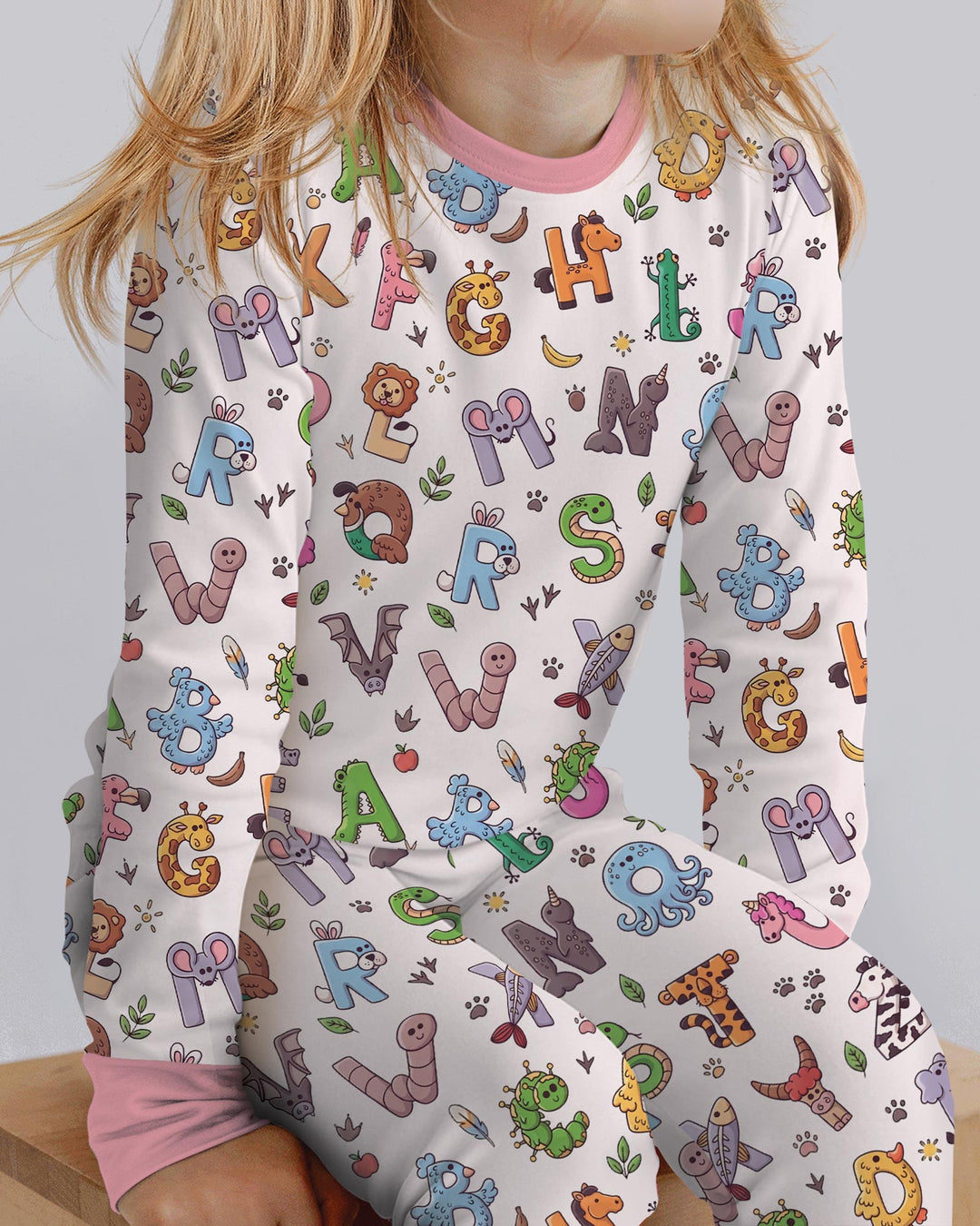 Animals Alphabet Bamboo Two Piece Long Sleeve Pajama Set