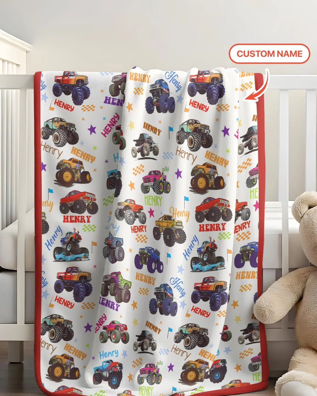 Monster Truck Custom Name Bamboo Blanket